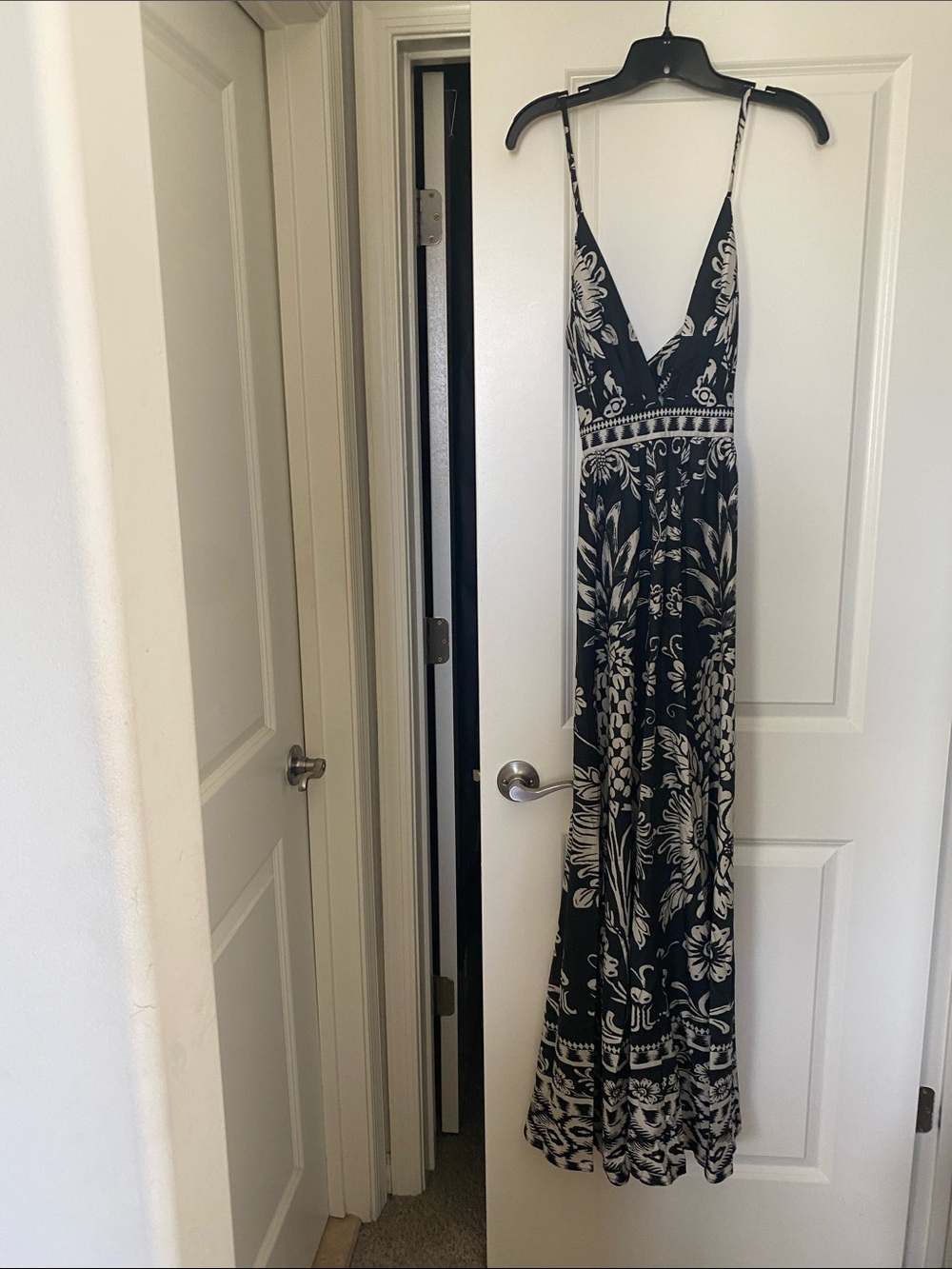 SHEIN Black Maxi Dress with Cream Floral Print